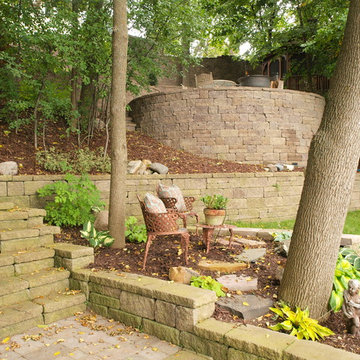 Concrete Block Raised Patio with Allan Block Retaining Walls