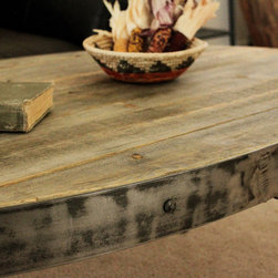 Oval Industrial Reclaimed Wood Coffee Table - Coffee Tables