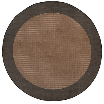 Couristan Recife Checkered Field Cocoa and Black Indoor/Outdoor Rug, 7'6" Round