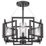 Golden Lighting - Marco Semi-Flush Matte Black With Clear Glass - Sleek angles and geometric forms make ultra-modern statements in the Marco collection. The series is offered in multiple finishes that heighten the light airy look of the silhouettes. Clear glass cylinders house stately candelabra bulbs.