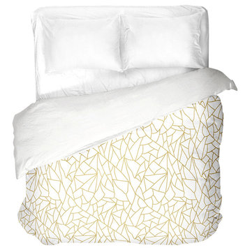 White Gold Abstract Duvet Cover, Queen
