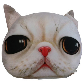 Tache Cute Squishy Soft Cat Microbead Realistic Throw Pillow, White Persian
