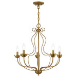 Livex Lighting - Livex Lighting 5 Light Antique Gold Leaf Chandelier - The five-light Katarina floral chandelier showcases a graceful look. The antique gold leaf finish completes this timeless and casual design.