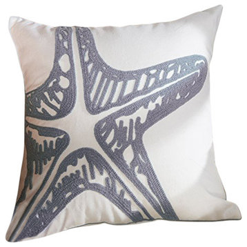 Embroidered Starfish Throw Pillow 18X18 (Insert Included)