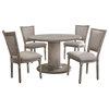 ACME Gabrian Dining Table With Single Pedestal, Reclaimed Gray