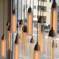AQUA BLOWN GLASS LONG PENDANTS - Chandeliers