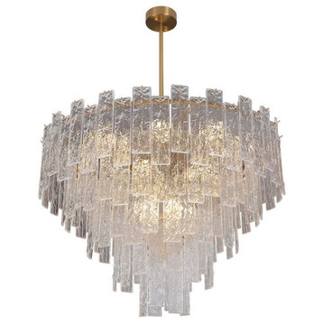 Rectangle/round frosted glass chandelier for living room, bedroom, dining room, Dia31.5"