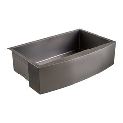 36" Atlas Stainless Steel Farmhouse Sink - Curved Apron - Gunmetal Black - Kitchen Sinks