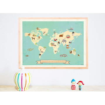 Global Compassion World Map 24x18 Children's Wall Art Poster