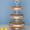 Brown Wood and Aluminum 3 Tier Tray Stand 68975
