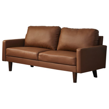 Kingway Furniture Aneley Faux Leather Living Room Sofa, Brown