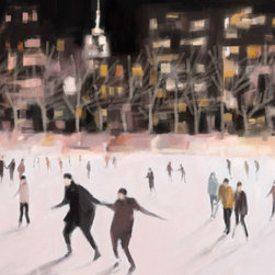 Bryant Park Ice Skaters New York At Night - Fine Art Prints
