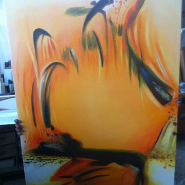Orange & Yellow Abstract Oil Painting I ArtisanMalaysia.com