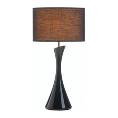 Sleek Modern Table Lamp, Black/Dark Shade