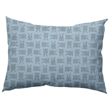 Criss Cross Bunnies Easter Decorative Lumbar Pillow, After Rain Blue, 14x20"