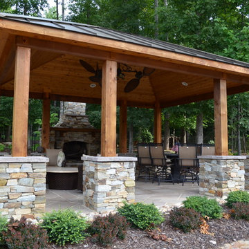 Western Red Cedar Pool Pavilion and Fireplace