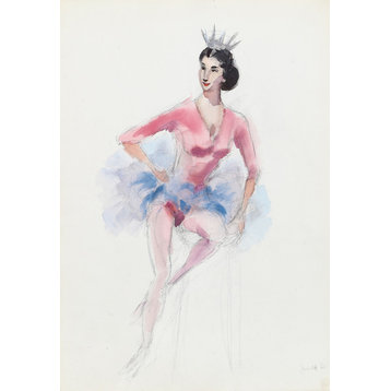 Eve Nethercott "Ballerina With Tiara, P1.30" Watercolor Painting