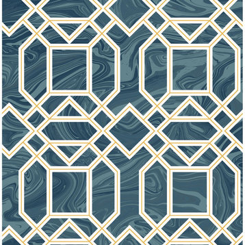 Aâˆ’Street Prints by Brewster 2763-24222 Moonlight Daphne Blue Trellis Wallpaper
