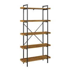 5 Tier Book Shelf Assembling Bookcase Display Cabinet Tube Reinforcement Rack UK