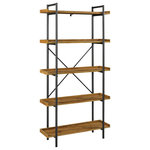 Walker Edison - 68" Urban Pipe Bookshelf, Barnwood - This 5-shelf urban pipe bookcase is perfect for a trendy, industrial-chic look. With a durable metal frame, and a sleek woodgrain finish made from high-grade manufactured wood, this piece is reliable to hold all of your books, trinkets, and collectables, while complementing any home office, hallway, living room, or bedroom.