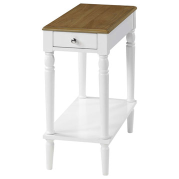 French Country No Tools Chairside End Table With Shelf