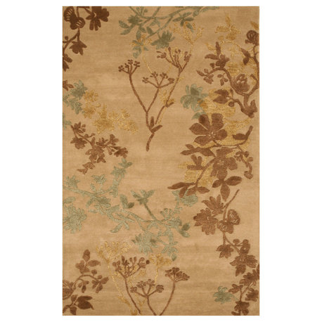 Beige Traditional Floral Savannah Area Rug