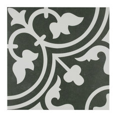 SomerTile Arte Encaustic 9.75"x9.75" Porcelain Floor and Wall Tile, Black