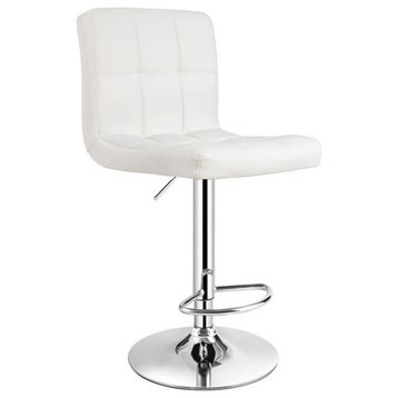 Costway 46" PU Leather and Steel Adjustable Armless Bar Stool in White