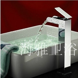 Modern Single Handle Waterfall Bathroom Sink Faucet (Chrome Finish) H66023 - Bathroom Sink Faucets