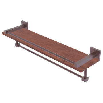 Montero 22" Wood Shelf with Gallery Rail and Towel Bar, Antique Copper