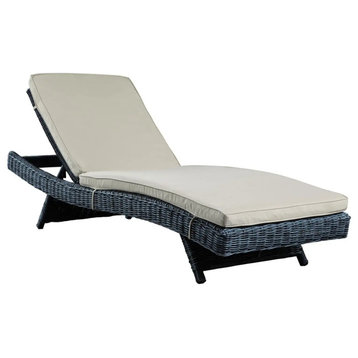 Outdoor Chaise Lounge, Curved Design With Comfortable Sumbrella Cushion