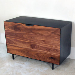 Steel Wrapped Walnut Credenza - Media Cabinets