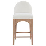 Meridian Furniture - Waldorf Chenille Upholstered Stool, Black, Chenille, Natural Finish, Cream, Chenille Fabric, Natural Finish - The Waldorf Chenille Fabric Counter Stool exudes elegance and comfort. Crafted with solid ash wood, this stools boasts a sturdy and durable construction. The natural finished legs provide a warm and welcoming touch to the overall design. The plush cream chenille fabric on the seat and backrest of the stool offers a soft and cozy seating experience, making it an ideal choice for long dinner conversations with family and friends.