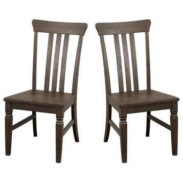 A-America Kingston Slatback Dining Side Chair in Dark Brown and Gray (Set of 2)