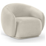 Meridian Furniture - Emery Upholstered Chair, Cream, Velvet, Accent Chair - Drift away into a cloud of comfort with the Emery cream velvet accent chair. Its soft, rounded curves and plush velvet upholstery create a truly indulgent seating experience. A timeless piece of furniture that exudes elegance and sophistication with its classic design that will never go out of style.