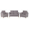 CorLiving Georgia Light Gray Fabric Loveseat Sofa and Accent Chair Set - 3pcs