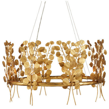 Golden Eucalyptus  Round Chandelier