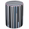 Taurus Ceramic Stool in Modern Stripes Print - Black and White