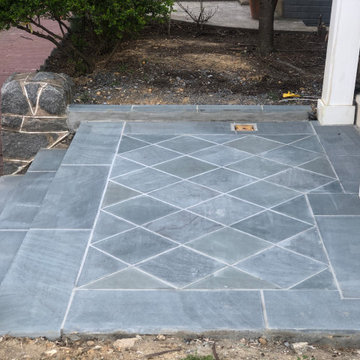 Diamond Pattern Thermal Blue Flagstone Landing and 2 Inch Thick Step Treads
