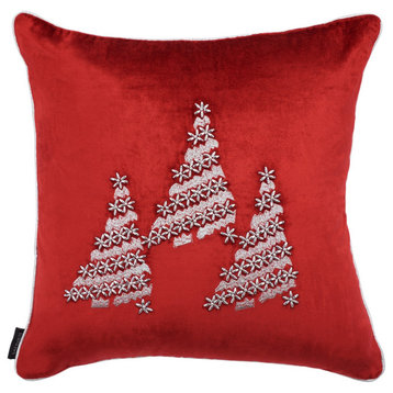 Safavieh Winter Tree Pillow Red 18" X 18"
