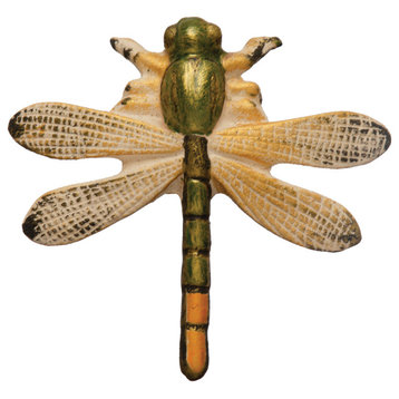 Decorative Stoneware Dragonfly, Multicolor Metallic Finish