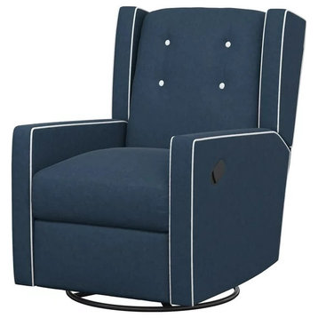 Recliner Glider Chair, Comfortable Seat With Swiveling Function, Dark Blue