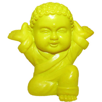 Pocket Buddha Yellow Joyful Buddhism Mini Figure Figurine Toy