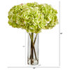 18 in. Hydrangea Artificial Arrangement, Glass Vase