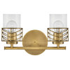 Hinkley Della Small Two Light Vanity, Lacquered Brass