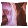 Purple Shade in Antelope Canyon Landscape Photography Throw Pillow, 16"x16"