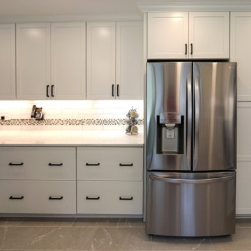 White Kitchen with White Subway Tile and Gray and Black Accent Tile ~ Medina, OH