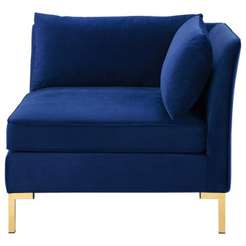 Sofa Corner Chair, Velvet, Blue Navy, Modern, Living Lounge Hotel Hospitality