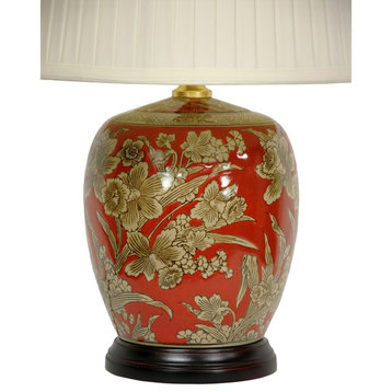 21" Floral Bouquet Jar Lamp