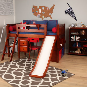 Espresso Loft Bed with Slide and Desk